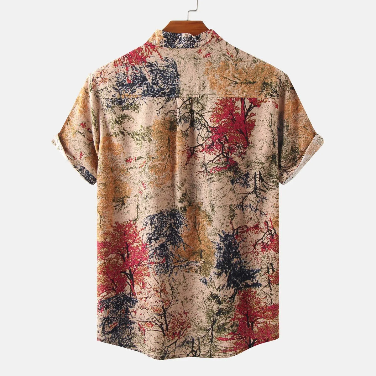 Men's Printed Button Detail Short Sleeve Blouse | DCDesigns