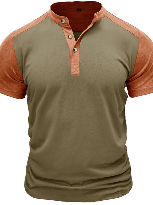 Men's Color Block Short Sleeve Polo Shirt - Olive