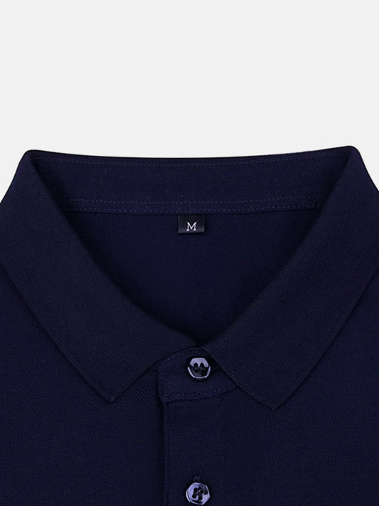 Men's Color Block Short Sleeve Polo Shirt - Navy