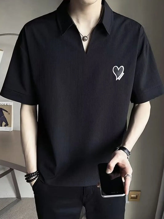 Men's Classic Heart Logo Polo Shirt - Black