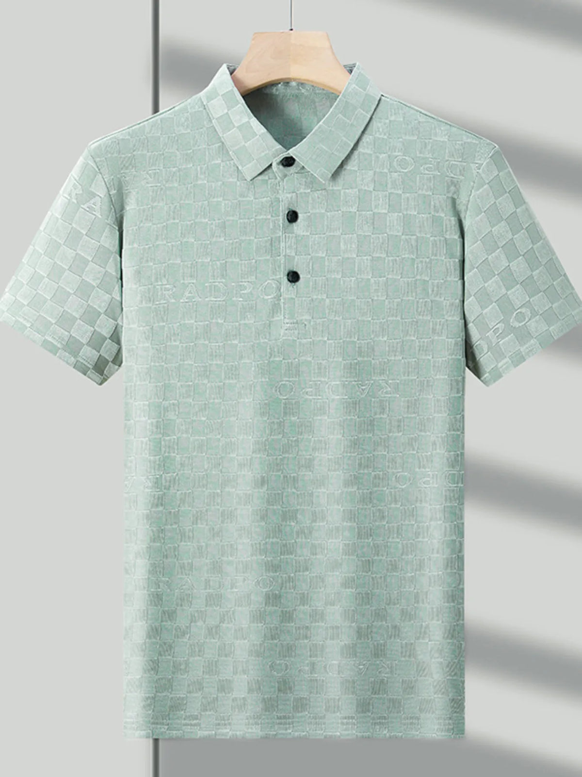 Men's Checkered Pattern Short Sleeve Casual Polo Shirt - Dust Storm