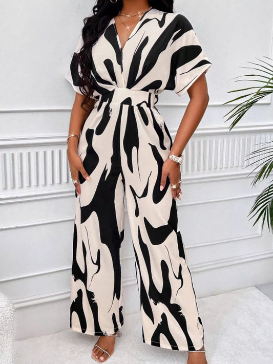 Abstract Print Wide-Leg Jumpsuit | DCDesigns Women's Jumpsuits