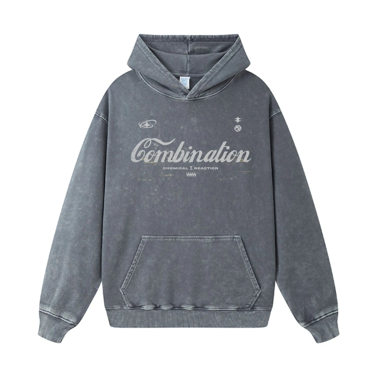 Men's Letter Washed Kangaroo Pocket Hoodie - DCDesigns mens casual hoodie product view