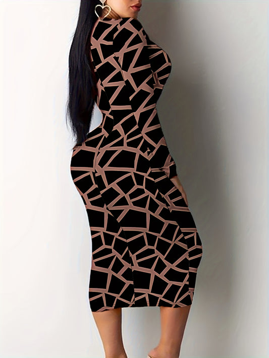 Women's Polyester And Elastane - High Neckline, Sensual Print, Machine Washable - Spring/Autumn Fashion - For Women - Perfect for Casual & Party Occasions - Ideal Gift for Her