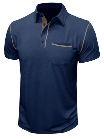 Men's Classic Polo Shirt with Contrast Stitching - Navy
