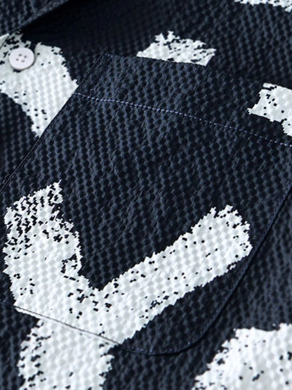 Men's Printed Button-Up Short Sleeve Shirt | DCDesigns