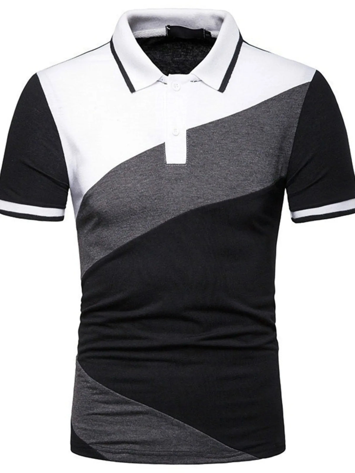 Men's Color Block Short Sleeve Polo Shirt - Dark Gray