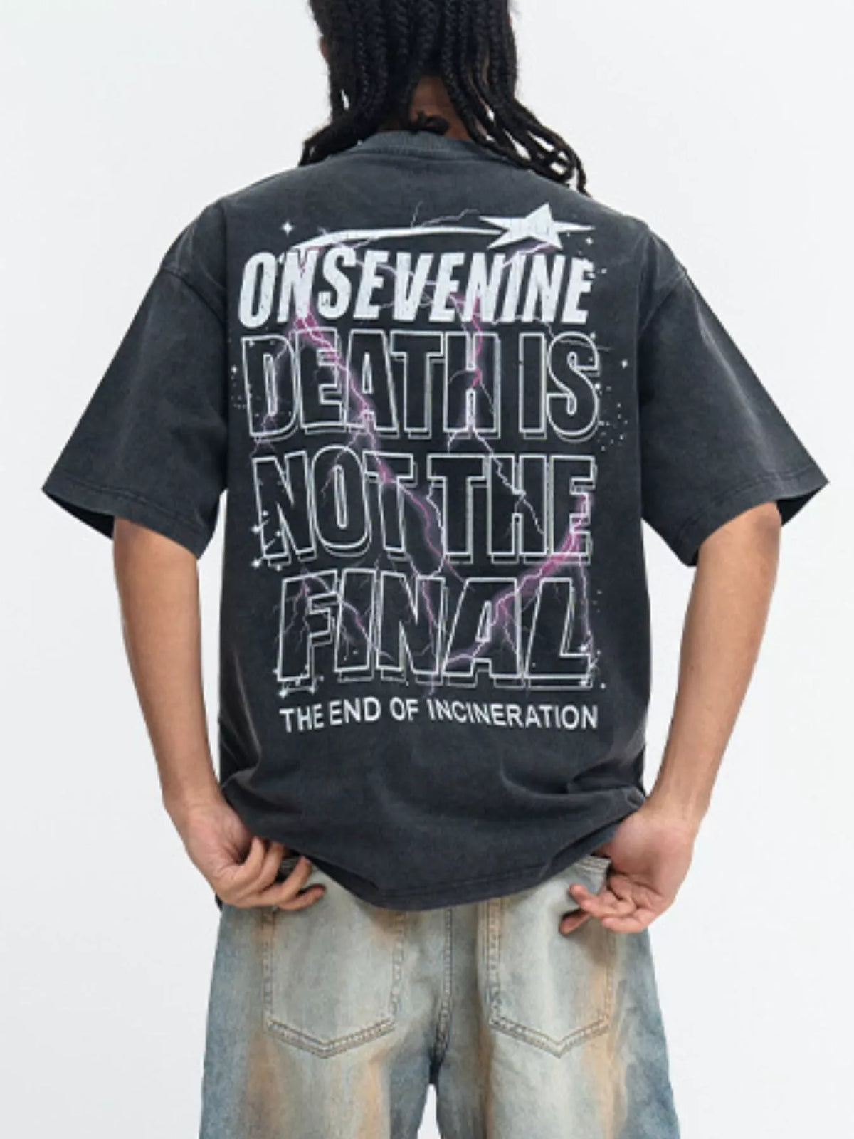 Men's Vintage Washed oversized graphic T-shirt – men's bold Y2K streetwear graphic tee, product image 3