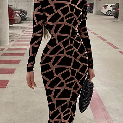 Women's Polyester And Elastane - High Neckline, Sensual Print, Machine Washable - Spring/Autumn Fashion - For Women - Perfect for Casual & Party Occasions - Ideal Gift for Her