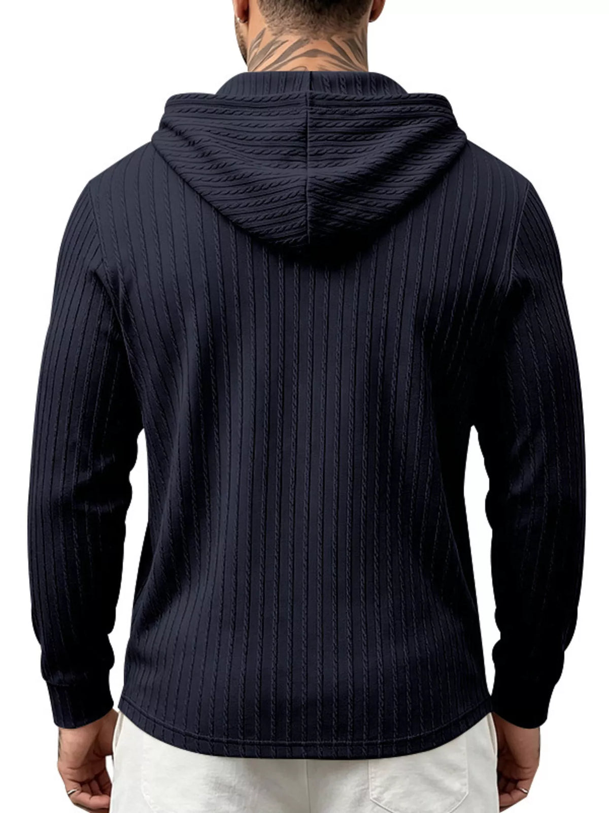 Men's Full Size Casual Kangaroo Pocket Knit Hoodie Plus Size - DCDesigns mens casual hoodie product view