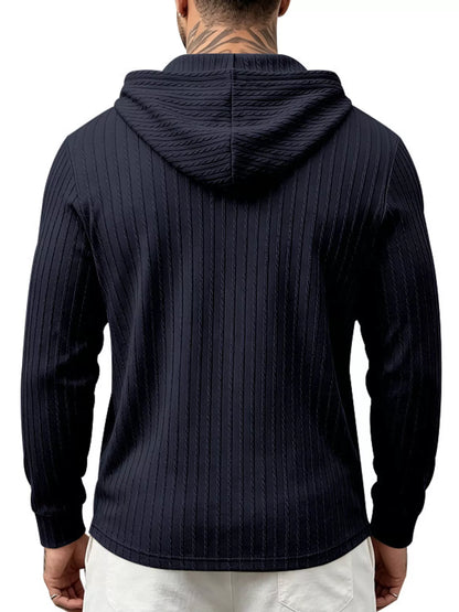 Men's Full Size Casual Kangaroo Pocket Knit Hoodie Plus Size - DCDesigns mens casual hoodie product view