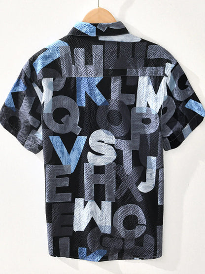 Men's Printed Button-Up Short Sleeve Shirt | DCDesigns