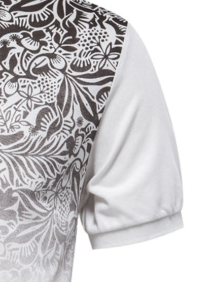 Men's Printed Collared Neck Short Sleeve Polo Shirt - Ivory
