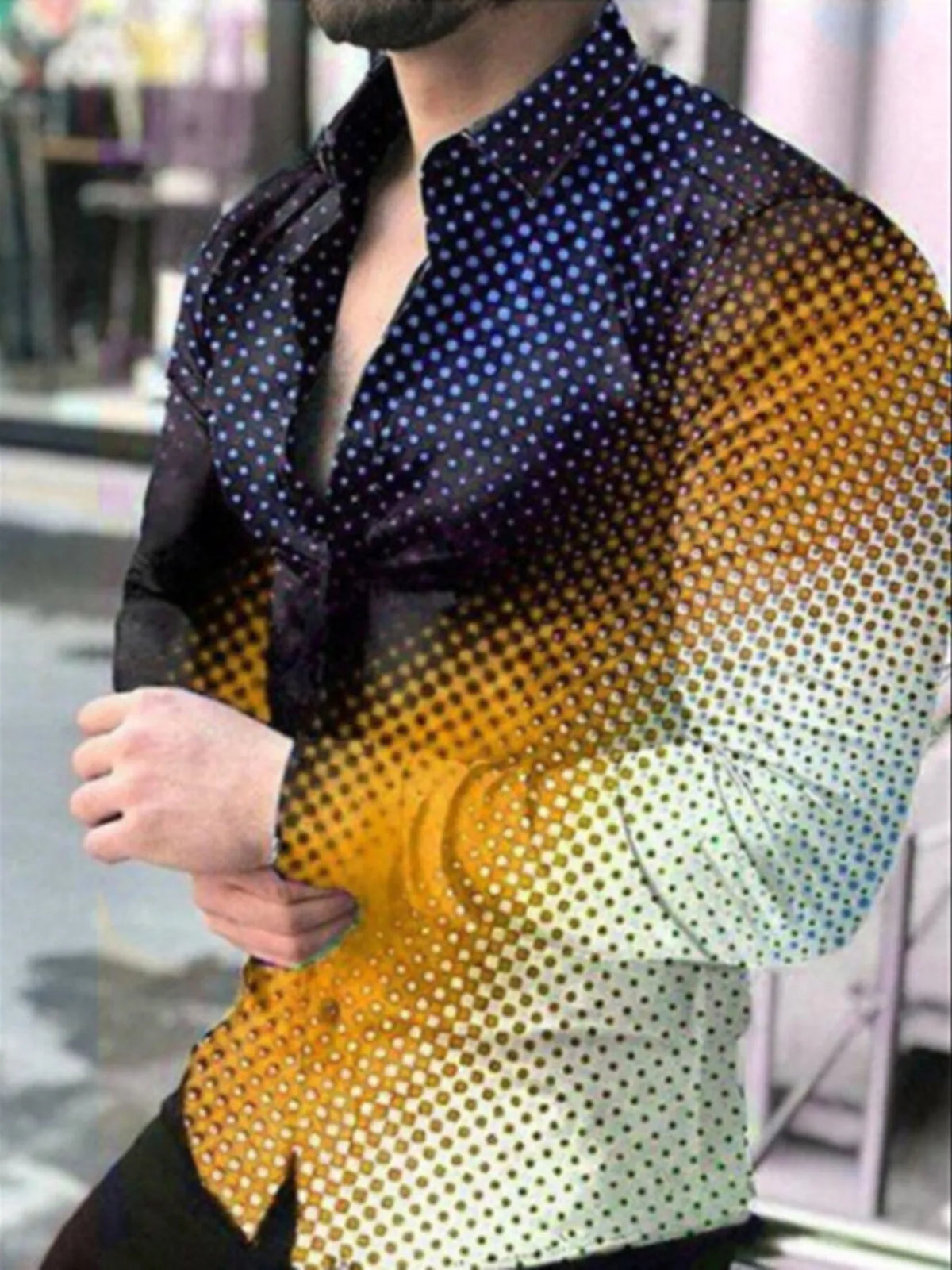 Men's Printed Button-Down Shirt | DCDesigns
