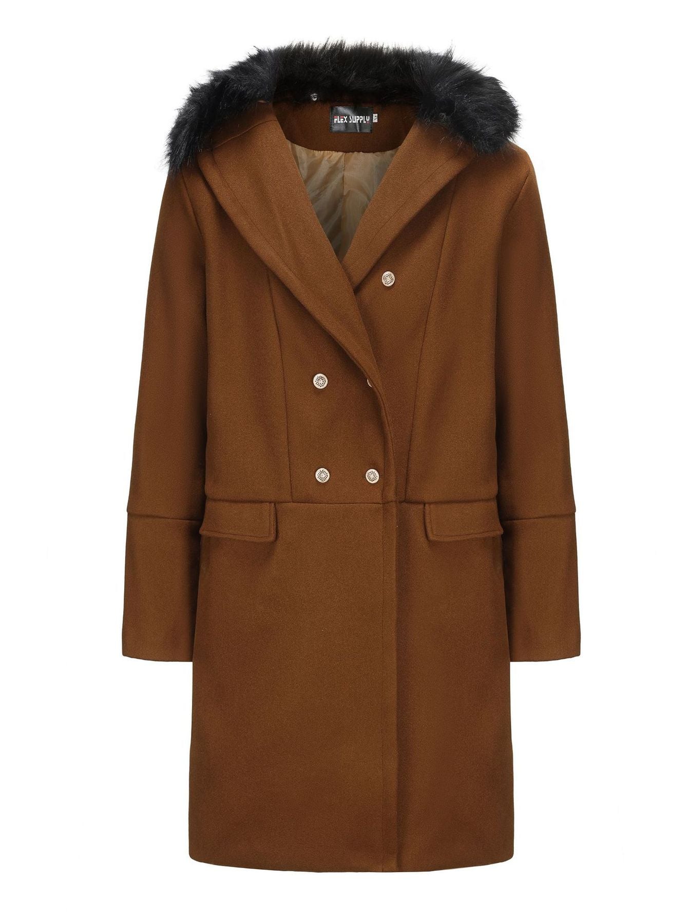 Men's Winter-Ready Slim-Fit Long Lapel Trench Coat with Plush Collar & Belt - Double-Breasted Notched Jacket, Golden-Tone Buttons, Heavy-Duty Cold Weather Outerwear for Formal & Casual (Maroon/Black) - Hand Wash/Dry Clean, Co