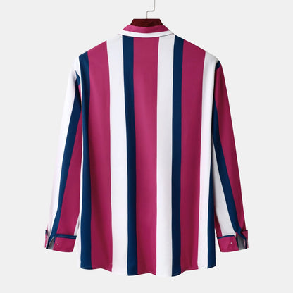 Men's Striped Button-Up Long Sleeve Shirt | DCDesigns