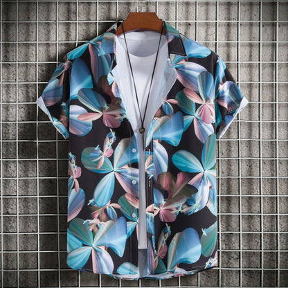 Men's Printed Short Sleeve Button-Up Shirt | DCDesigns