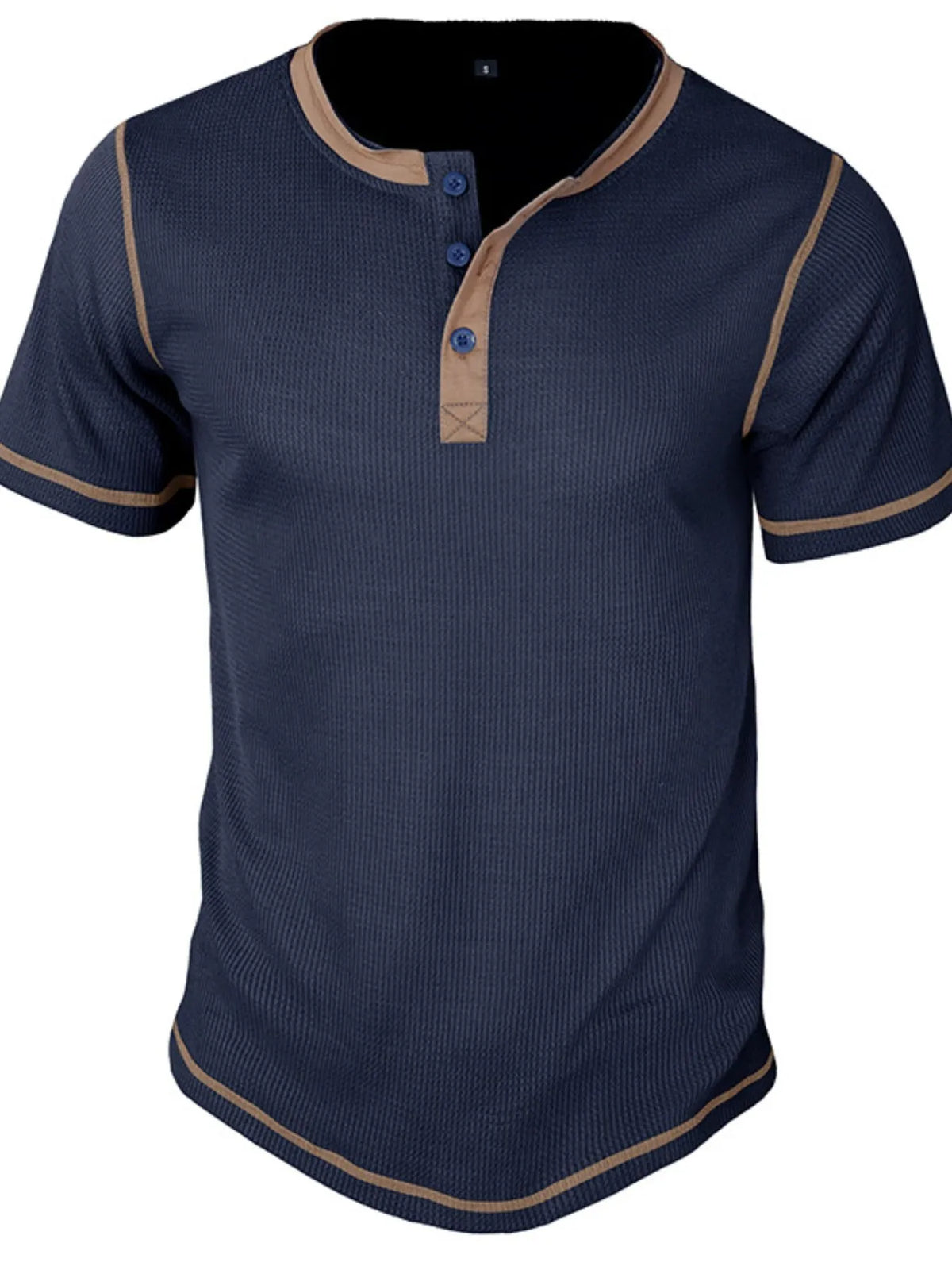 Men's Contrast Stitch Henley Polo Shirt - Gray