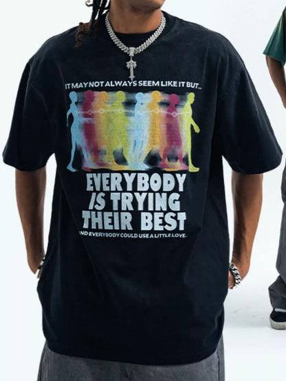 Men's oversized Men's Graphic Round Neck Short Sleeve T-Shirt – men's bold Y2K streetwear graphic tee, product image 5