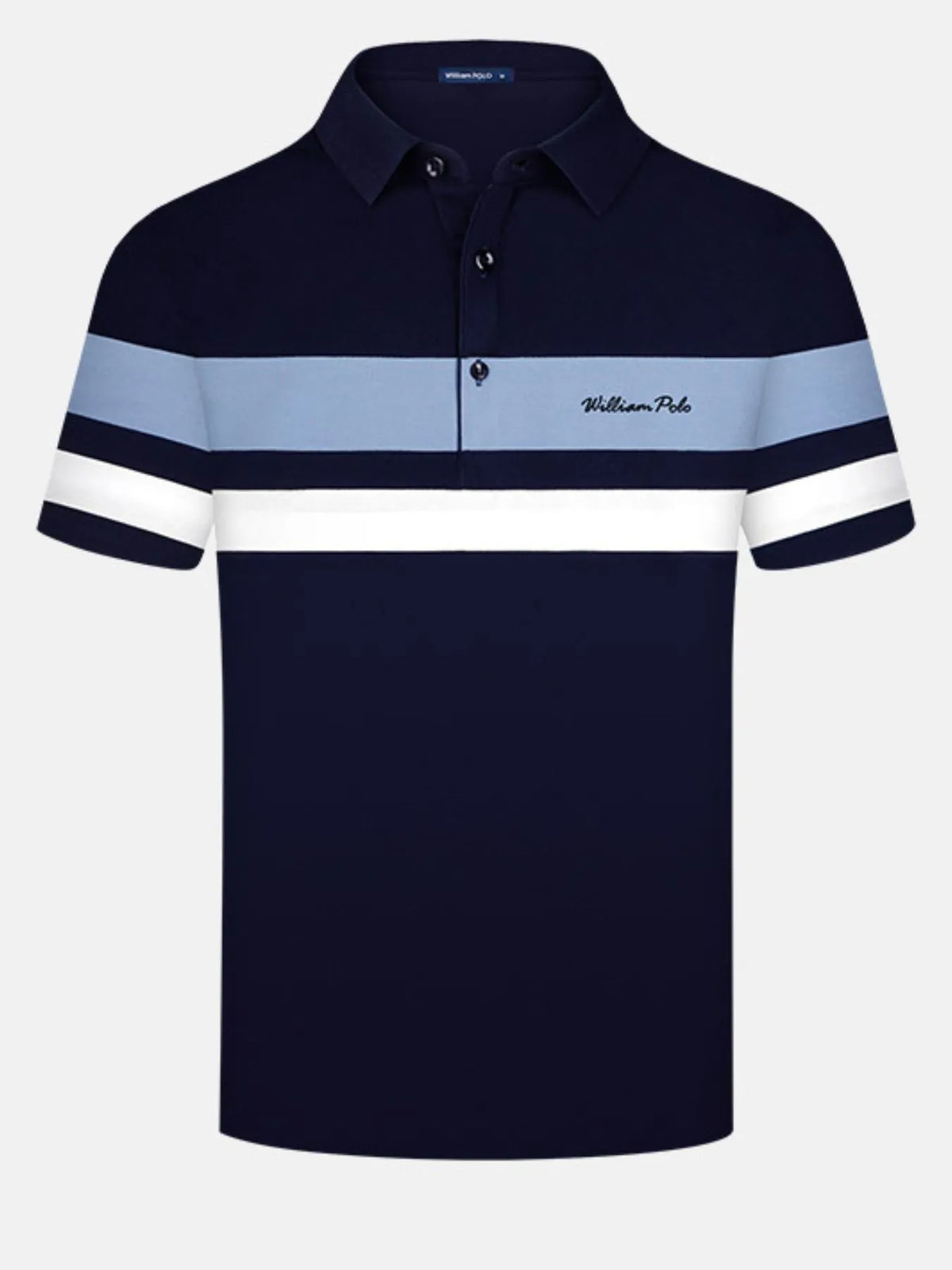 Men's Classic Color Block Short Sleeve Polo Shirt - Navy
