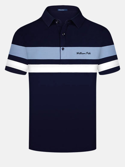Men's Classic Color Block Short Sleeve Polo Shirt - Navy