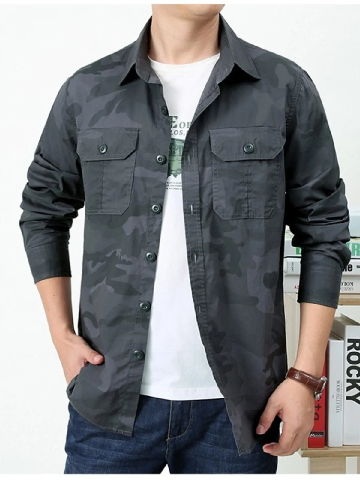 Men's Camouflage Print Long Sleeve Shirt | DCDesigns