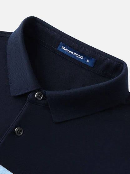 Men's Classic Color Block Short Sleeve Polo Shirt - Navy