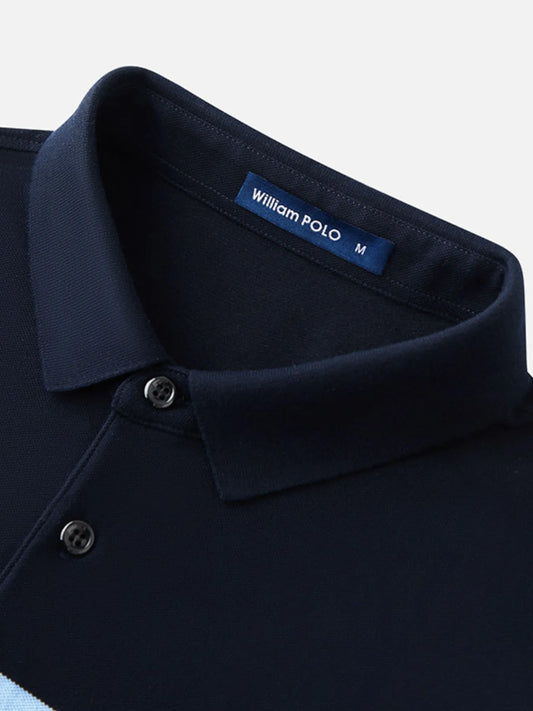 Men's Classic Color Block Short Sleeve Polo Shirt - Navy