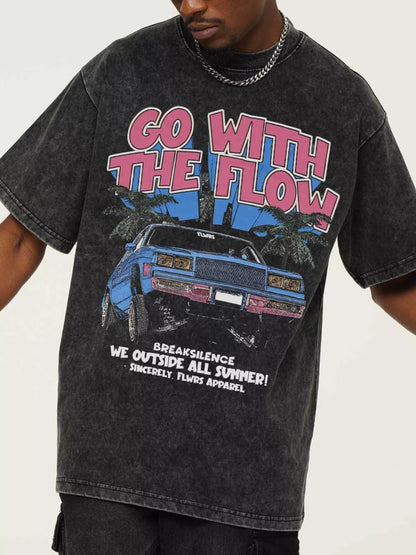 Men's Vintage Washed Graphic Oversized T-Shirt – men's bold Y2K streetwear graphic tee, product image 1