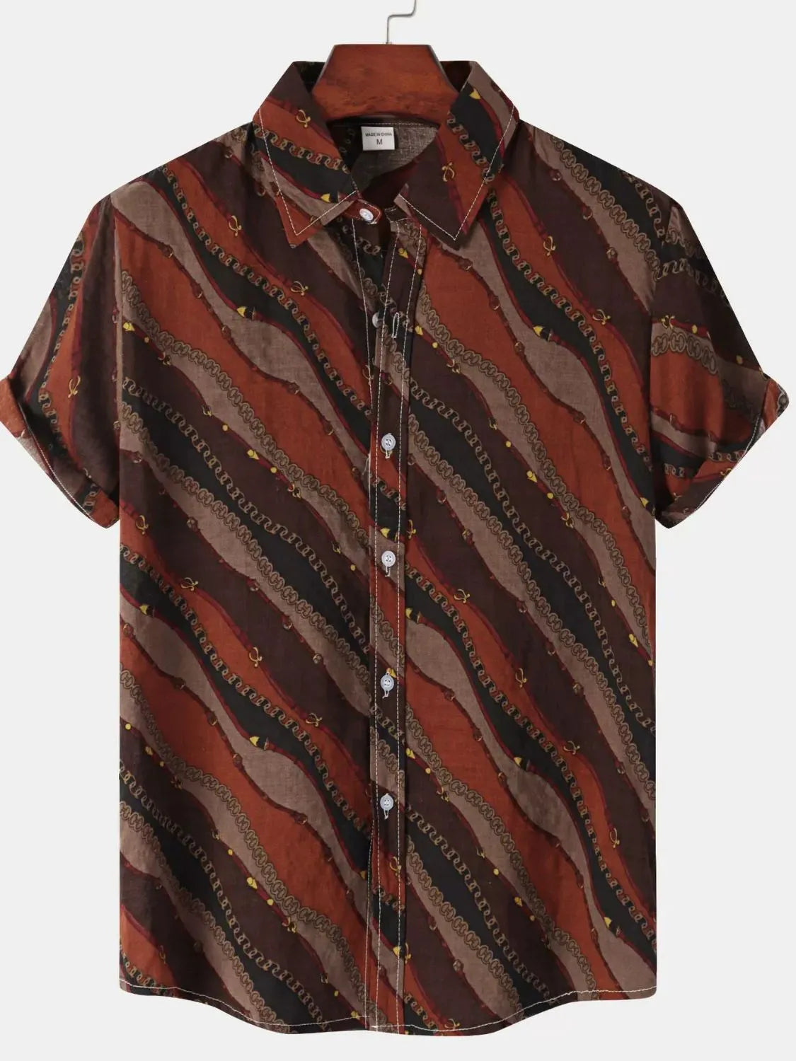 Men's Striped Short Sleeve Button-Down Shirt | DCDesigns