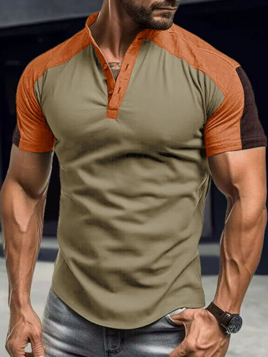 Men's Color Block Short Sleeve Polo Shirt - Olive