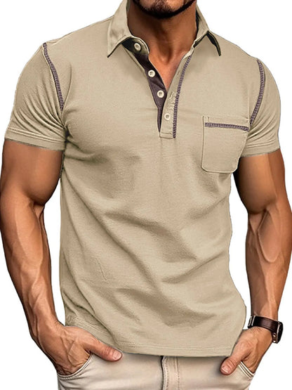 Men's Classic Polo Shirt with Contrast Stitching - White
