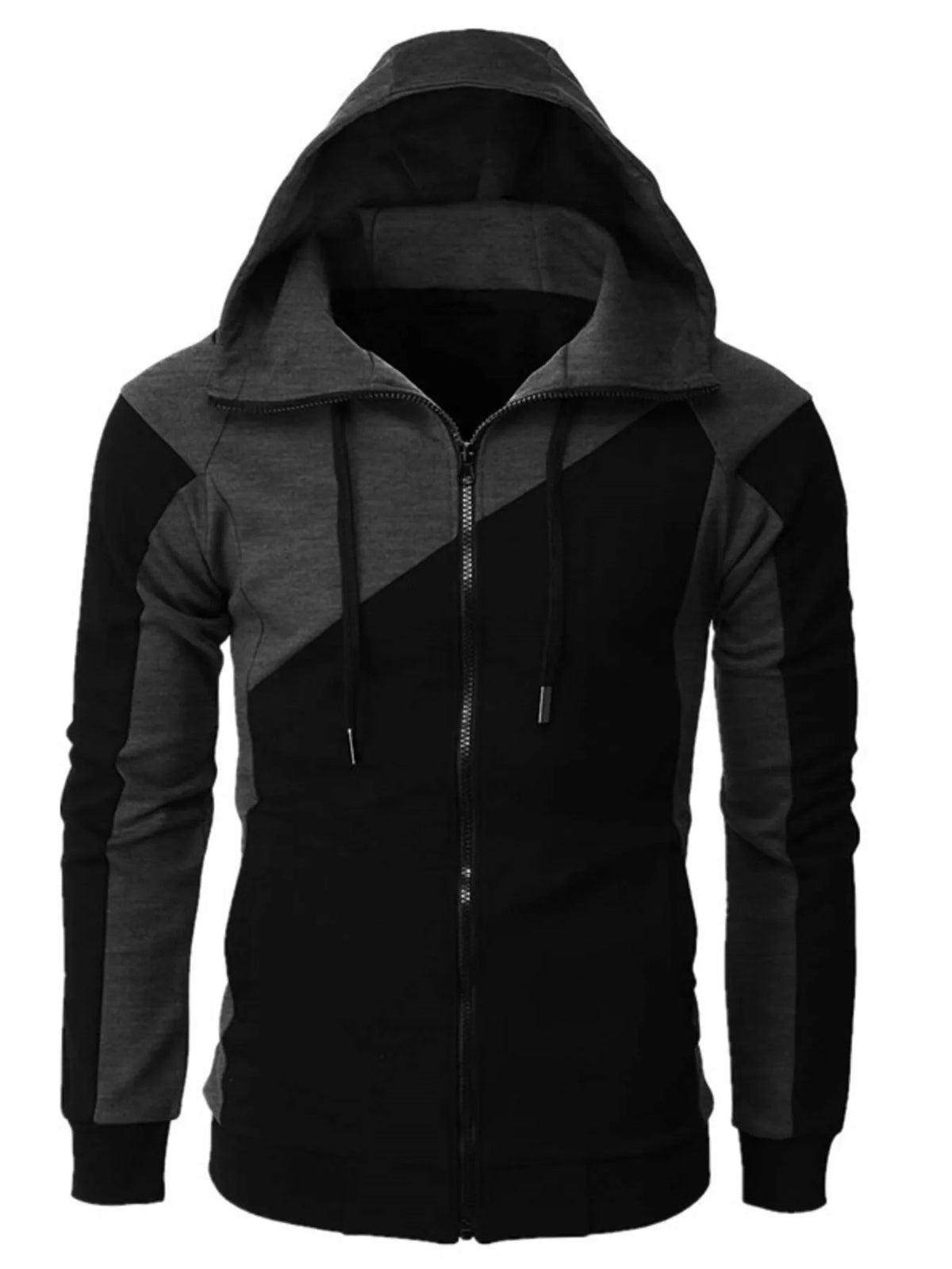 Men's Color Block Zip-Up Hoodie - DCDesigns mens casual hoodie product view