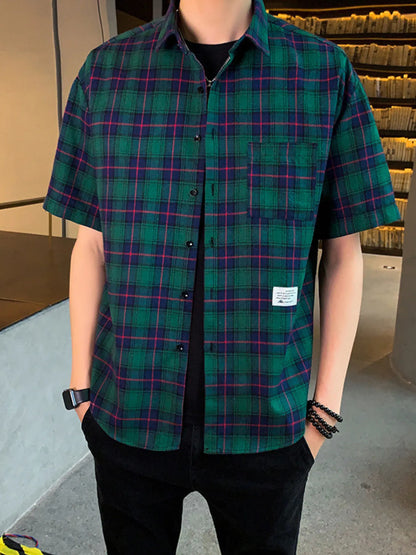 Men's Casual Plaid Short Sleeve Shirt | DCDesigns