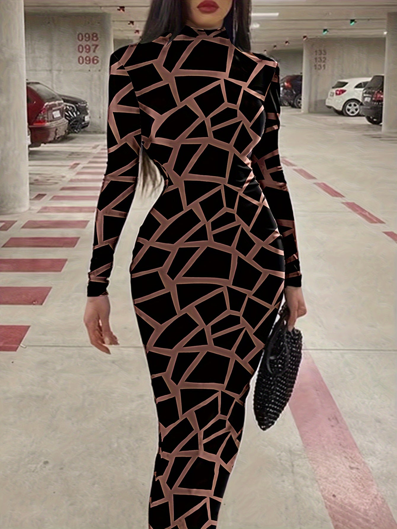 Women's Polyester And Elastane - High Neckline, Sensual Print, Machine Washable - Spring/Autumn Fashion - For Women - Perfect for Casual & Party Occasions - Ideal Gift for Her