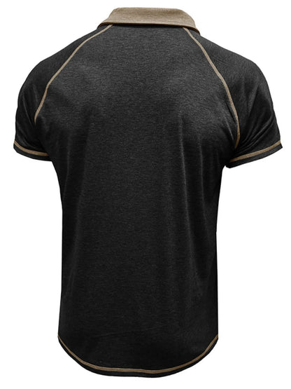 Men's Contrast Collar Short Sleeve Polo Shirt - Dark Gray