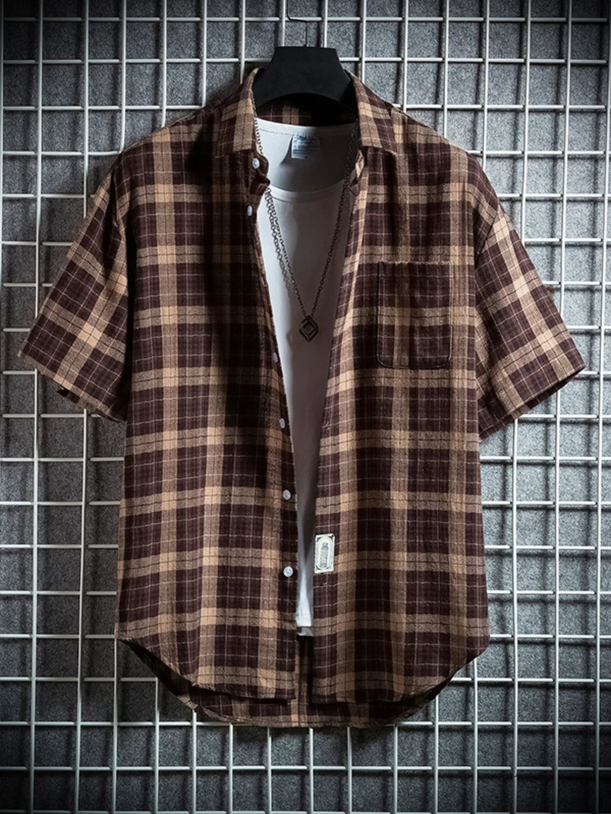 Men's Casual Plaid Short Sleeve Shirt | DCDesigns