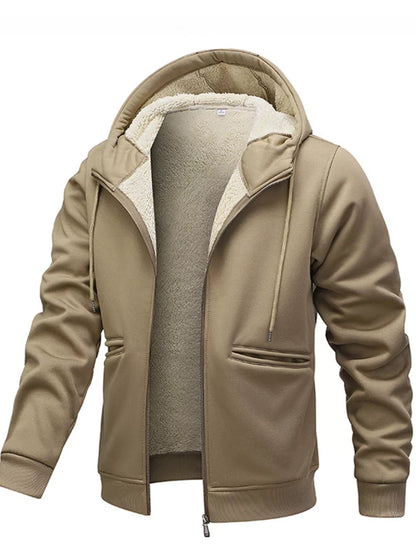 Men's Full Size Warm Fleece Lined Zip-Up Hoodie Plus Size - DCDesigns mens casual hoodie product view