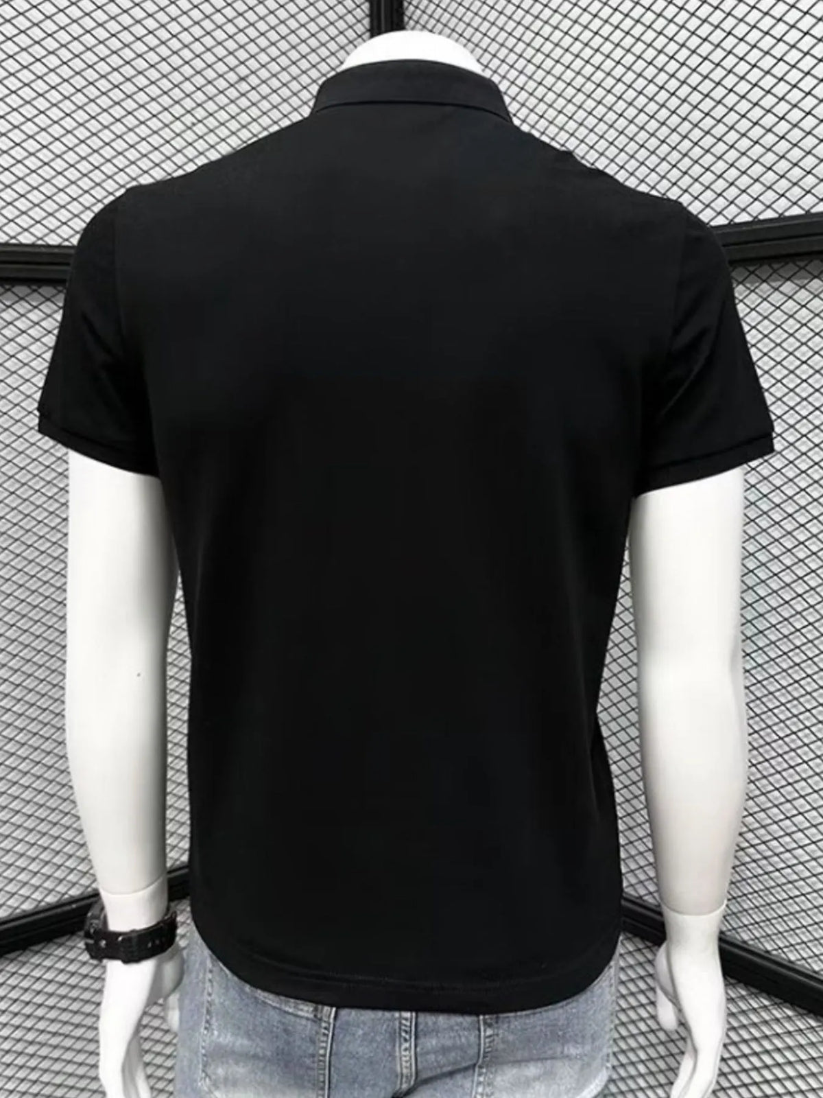 Men's Button Detail Short Sleeve Polo Shirt - Black