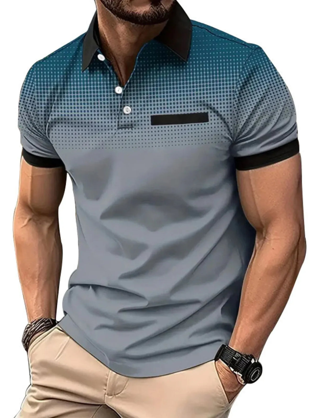 Men's Button Detail Short Sleeve Polo Shirt - White