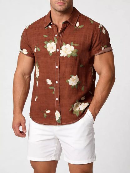 Men's Floral Print Short Sleeve Shirt | DCDesigns