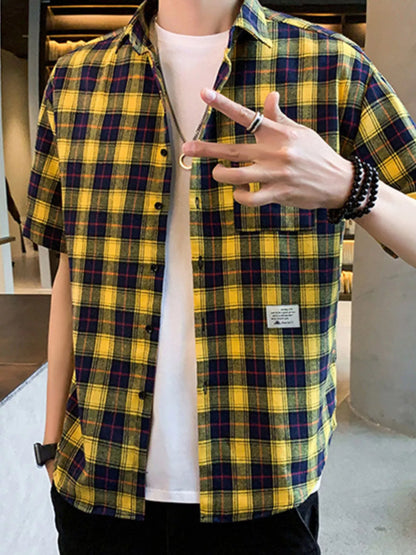 Men's Casual Plaid Short Sleeve Shirt | DCDesigns