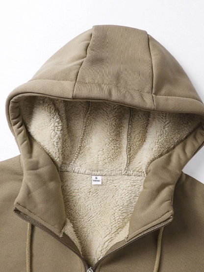Men's Full Size Warm Fleece Lined Zip-Up Hoodie Plus Size - DCDesigns mens casual hoodie product view
