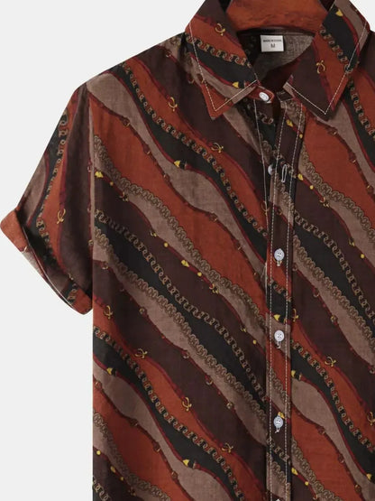 Men's Striped Short Sleeve Button-Down Shirt | DCDesigns