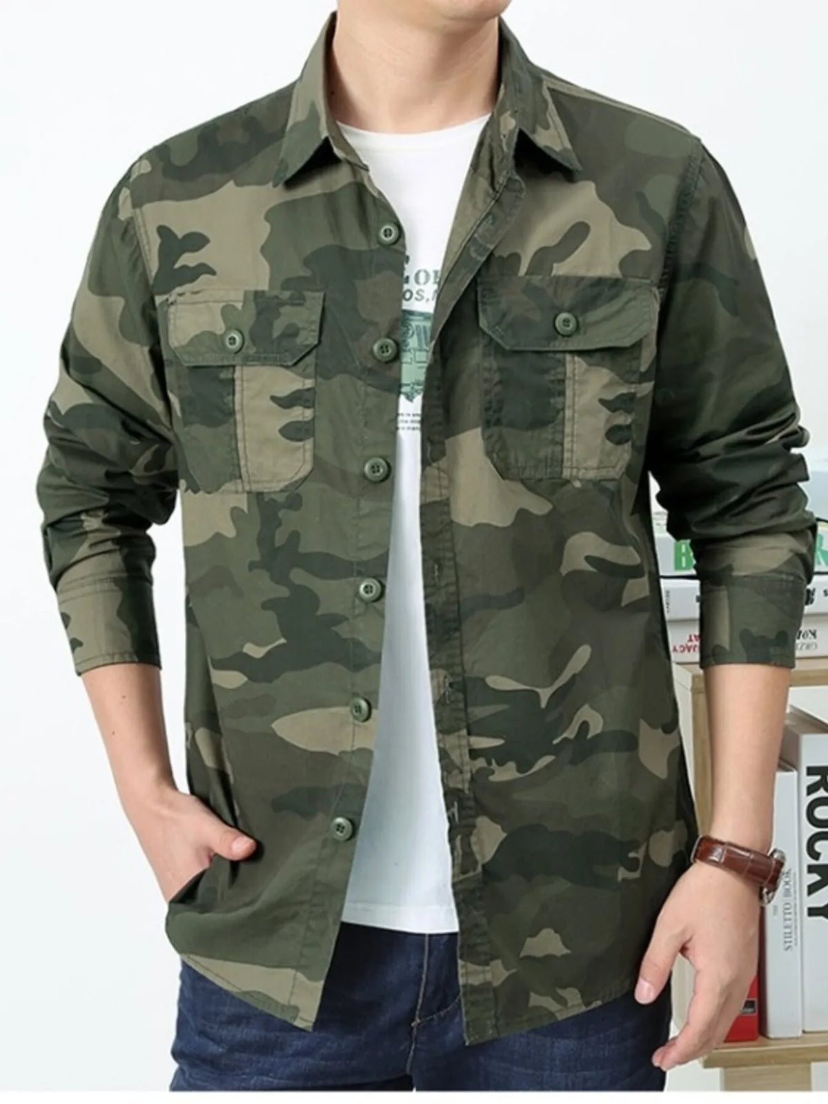 Men's Camouflage Print Long Sleeve Shirt | DCDesigns