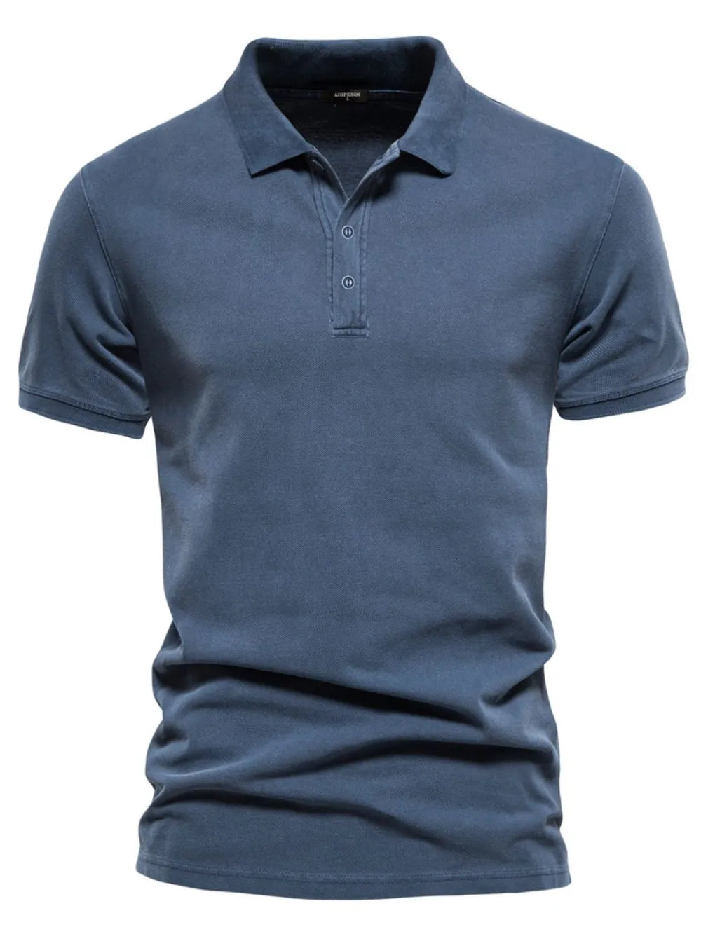 Men's Collared Neck Button Detail Short Sleeve Polo Shirt - Peacock  Blue