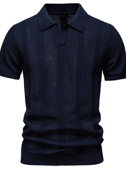 Men's Classic Short Sleeve Knit Polo Shirt - Navy