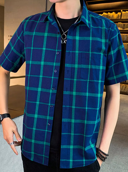Men's Casual Plaid Short Sleeve Shirt | DCDesigns