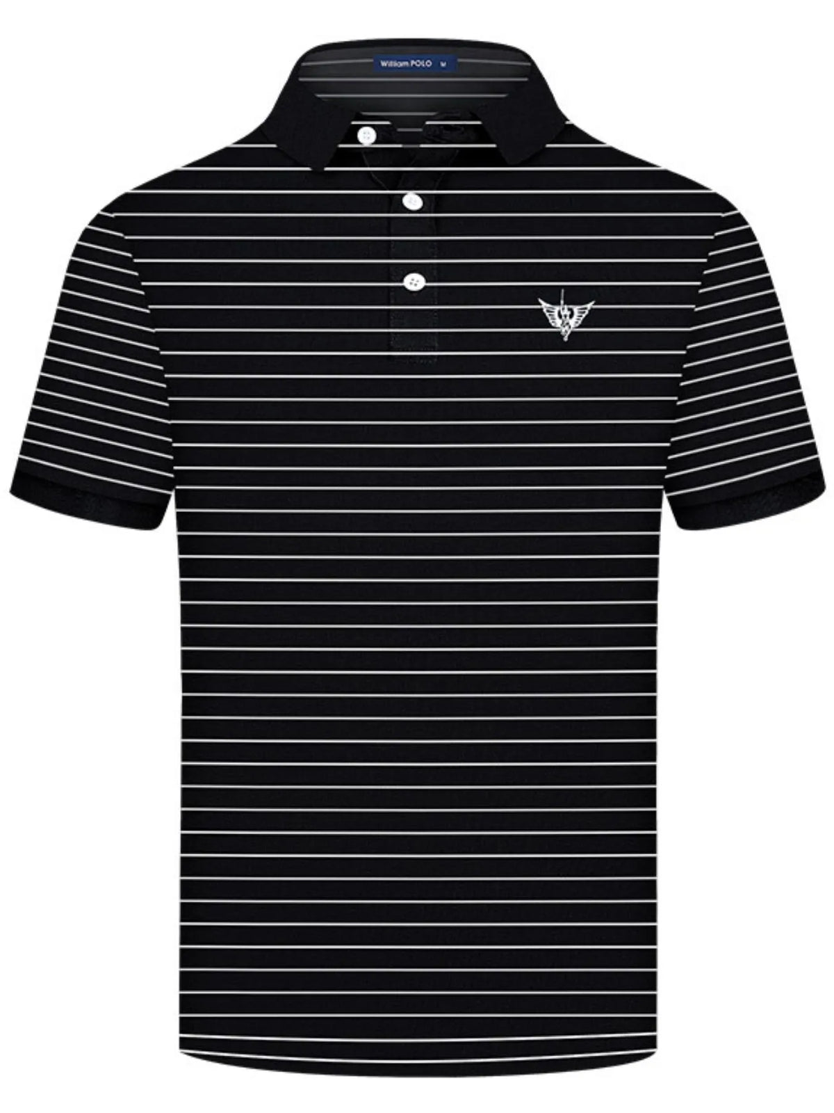 Men's Striped Short Sleeve Polo Shirt - Black