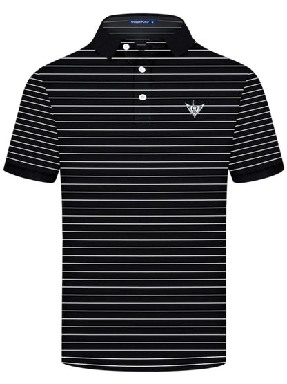 Men's Striped Short Sleeve Polo Shirt - Black